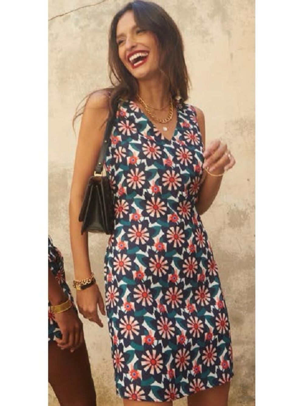 Molly Bracken Floral Shift Dress Size Small Sleeveless Retro Print